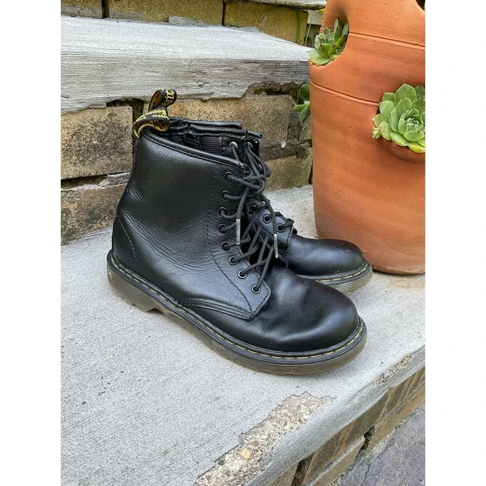 Dr. Martens Junior 1460 Boots Softy T Lace-Up Combat Black Leather Youth Size 3
